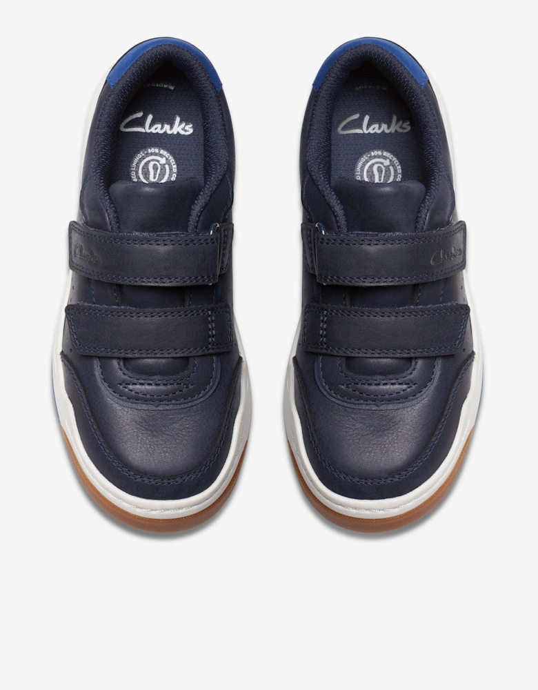 Kids Leather Urban Solo Trainers in Navy