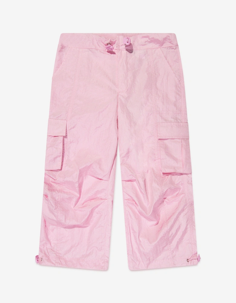 Girls Nylon Cargo Trousers in Pink