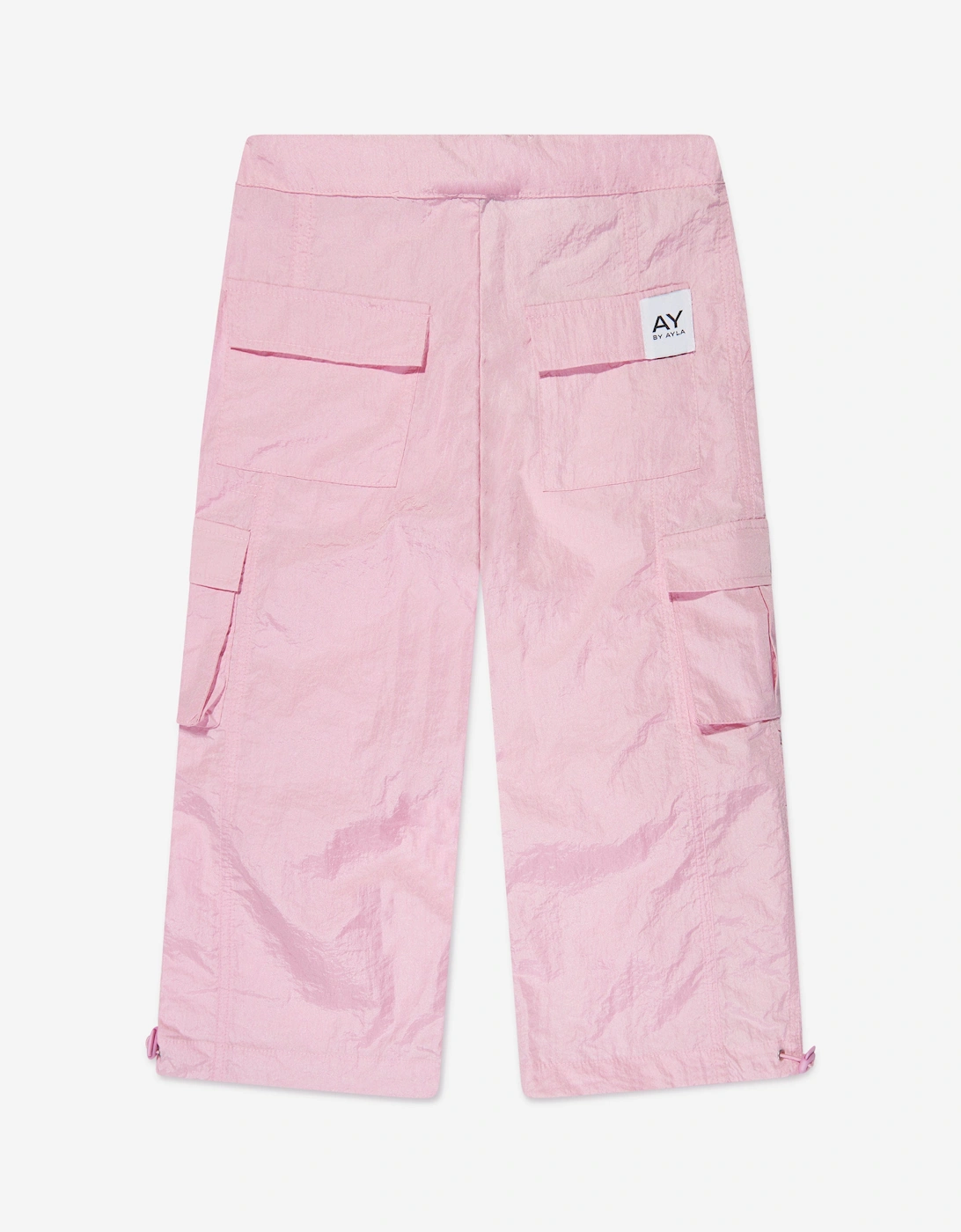 Girls Nylon Cargo Trousers in Pink
