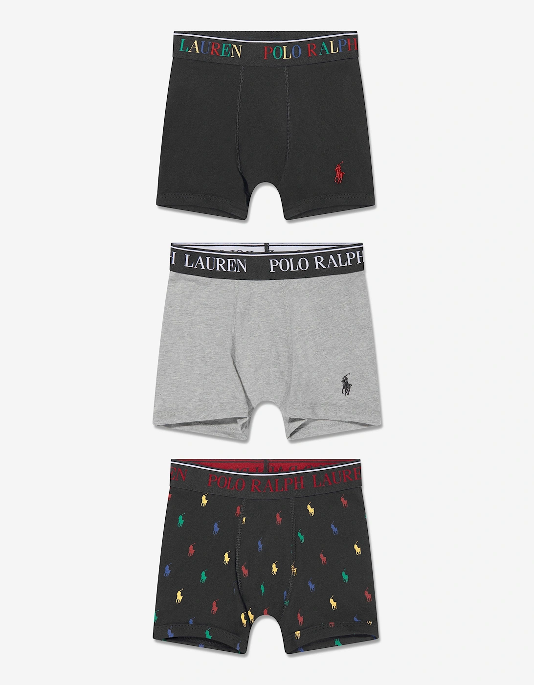 Boy's Ralph Lauren Boys Cotton Stretch 3 Pack Boxer Shorts Set in Black - Multi - Size: 10-12 yrs m