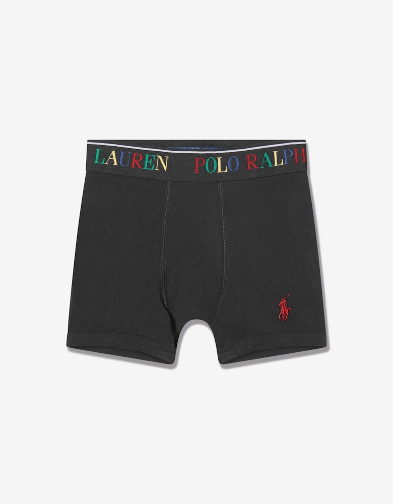 Boys Cotton Stretch 3 Pack Boxer Shorts Set in Black