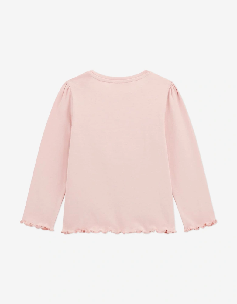 Girls Long Sleeve Slogan T-Shirt in Pink
