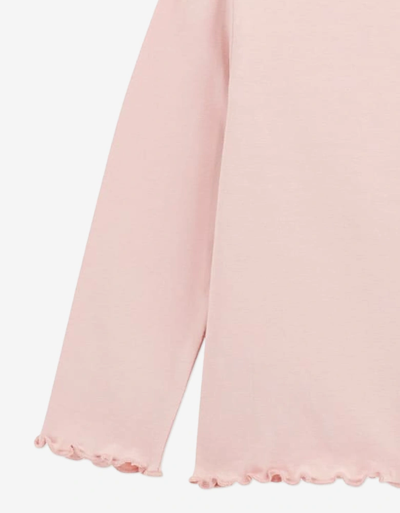Girls Long Sleeve Slogan T-Shirt in Pink