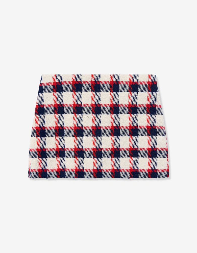 Girls Tartan Tweed Skirt in White