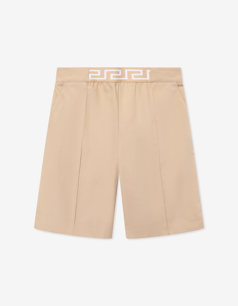 Boys Gabardine Shorts in Beige
