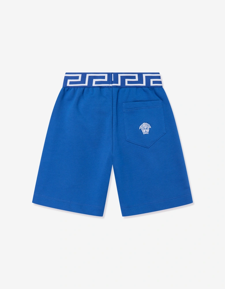 Boys Embroidered Logo Shorts in Blue