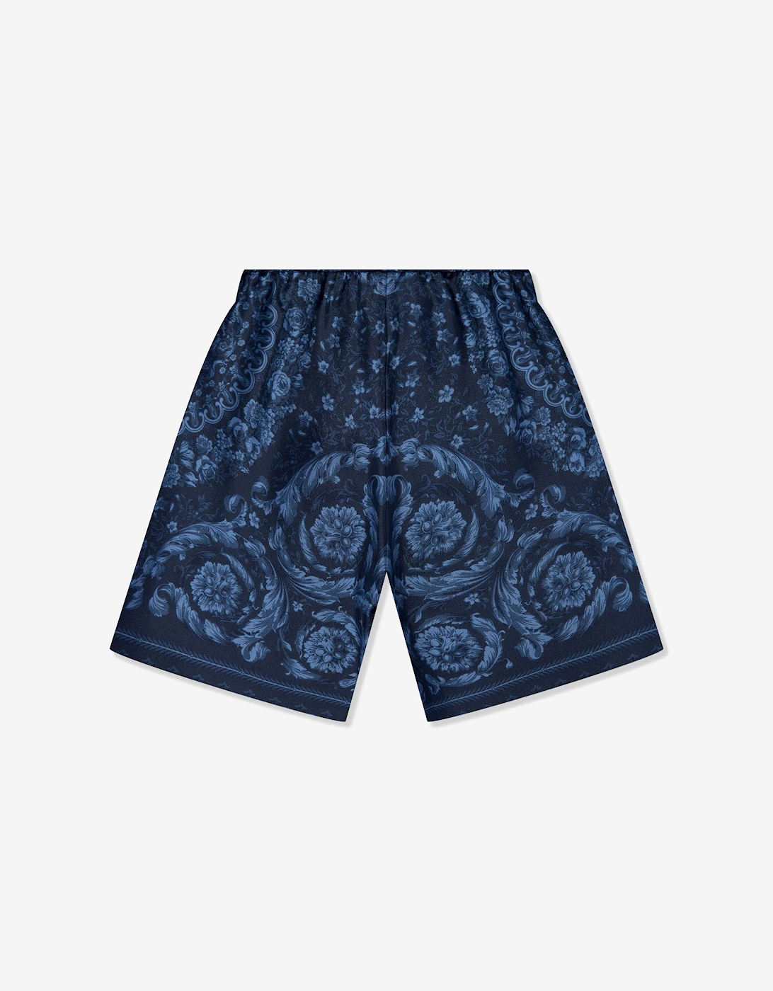Boys Silk Barocco Shorts in Navy