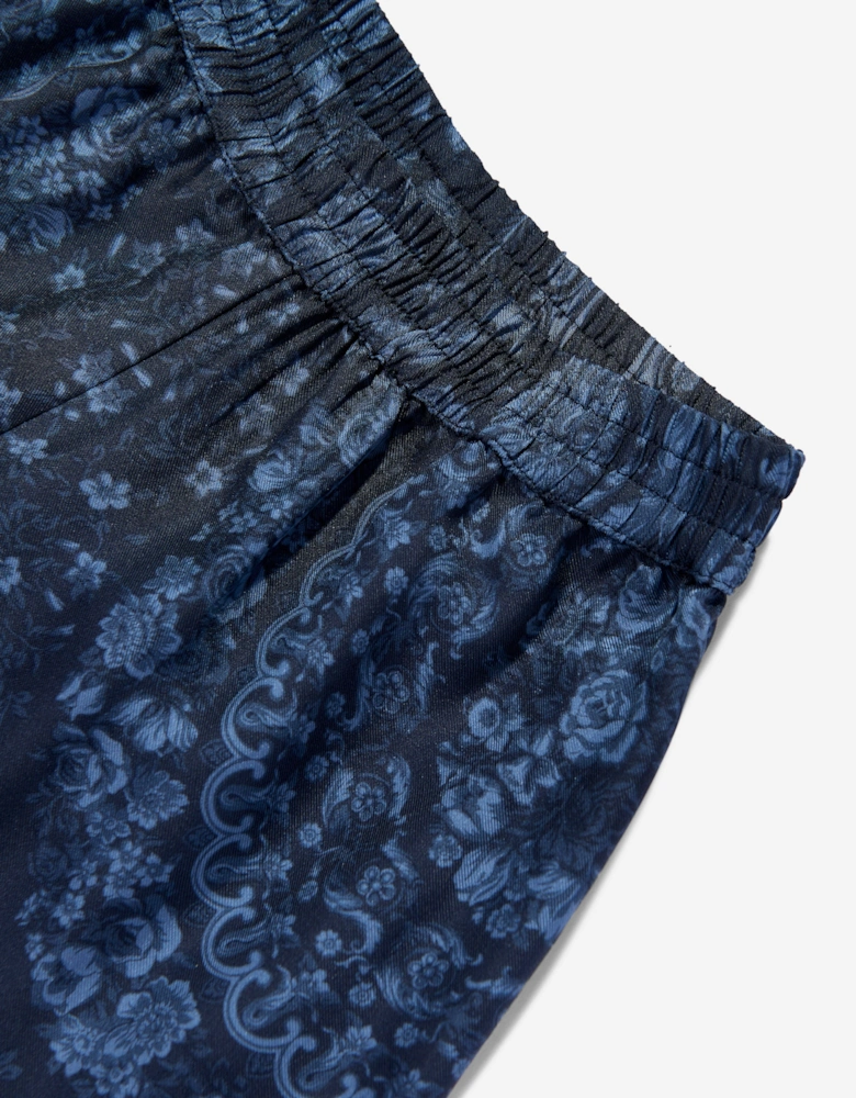 Boys Silk Barocco Shorts in Navy