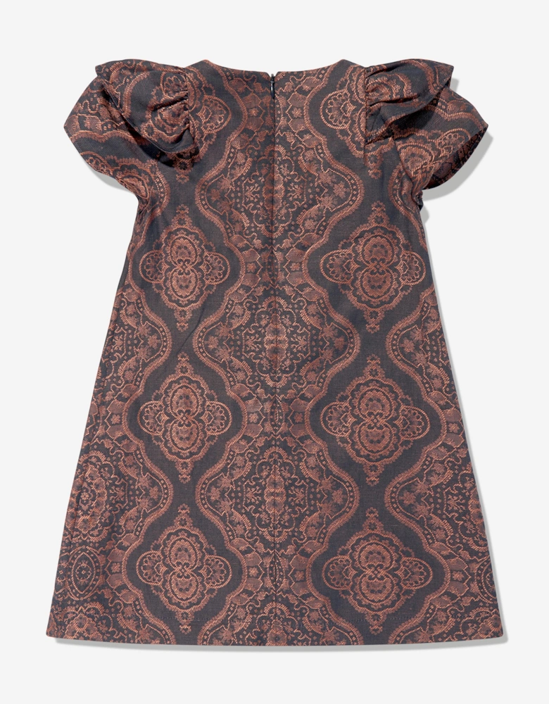Girls Jacquard Dress in Navy