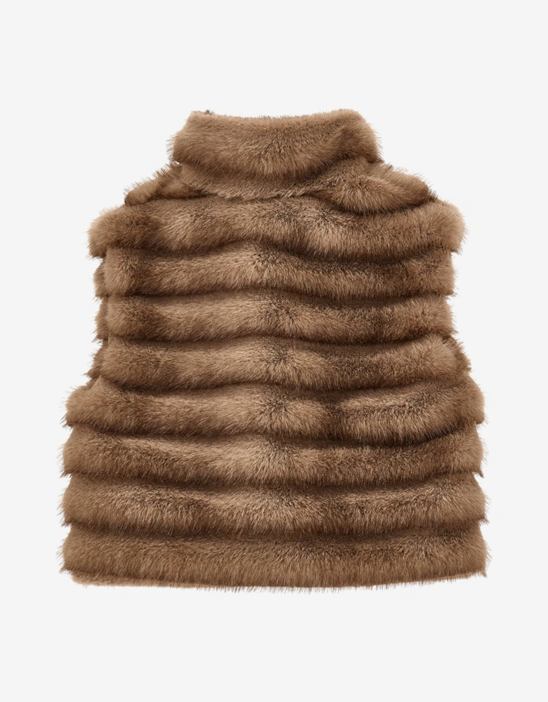 Girls Faux Fur Gilet in Brown
