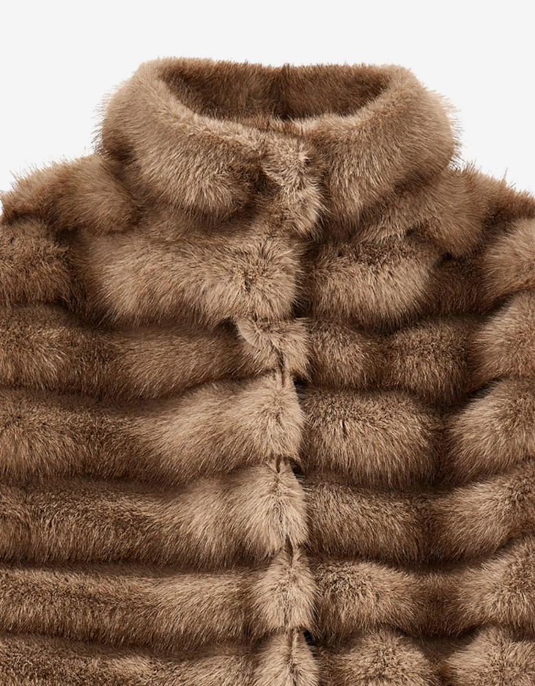 Girls Faux Fur Gilet in Brown