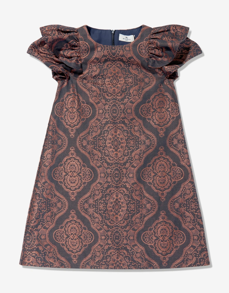 Girls Jacquard Dress in Navy