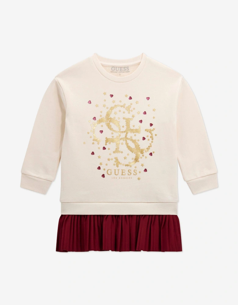 Girls Logo Sweater Dress in Ivory