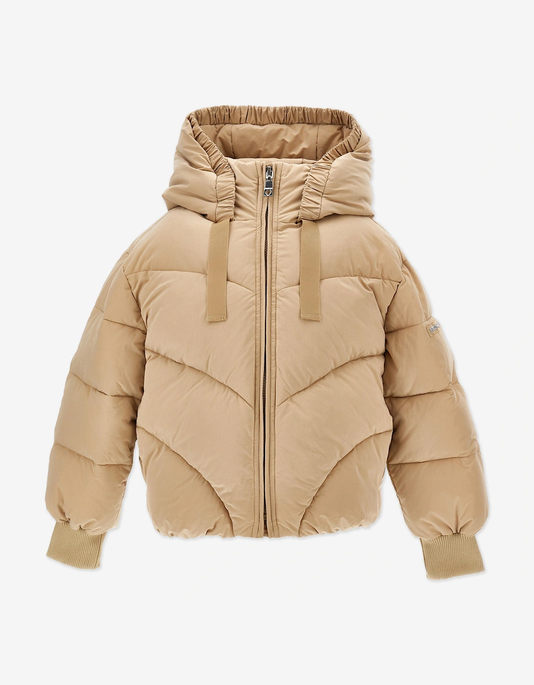 Girls Puffer Bomber Jacket in Beige, 5 of 4