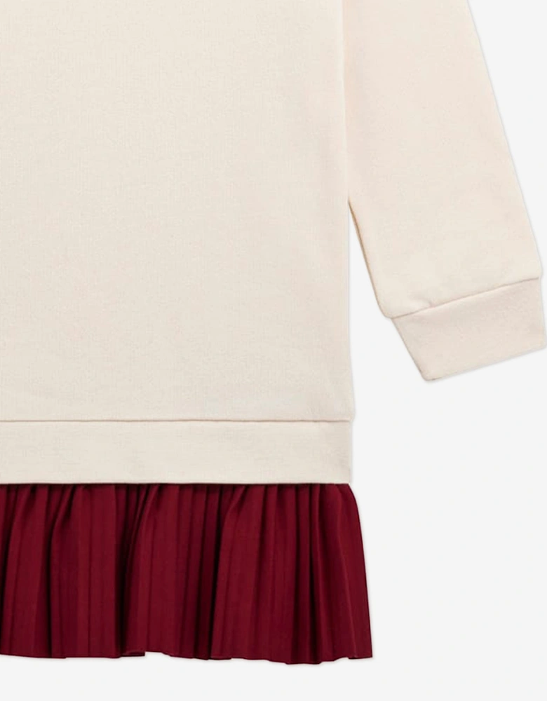 Girls Logo Sweater Dress in Ivory