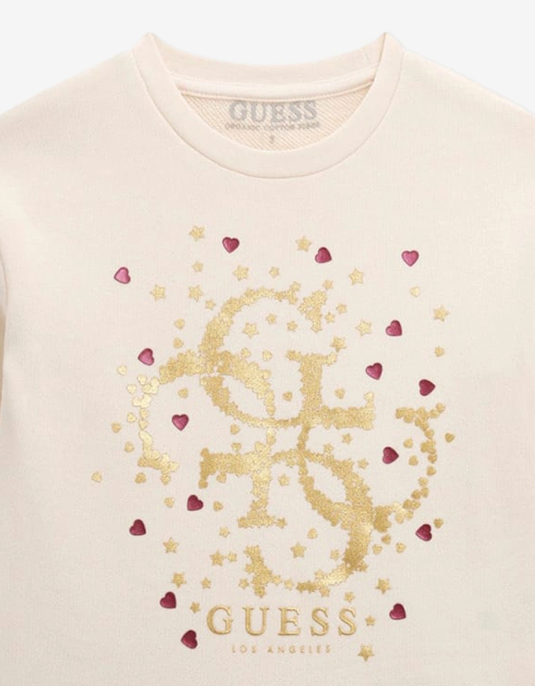 Girls Logo Sweater Dress in Ivory