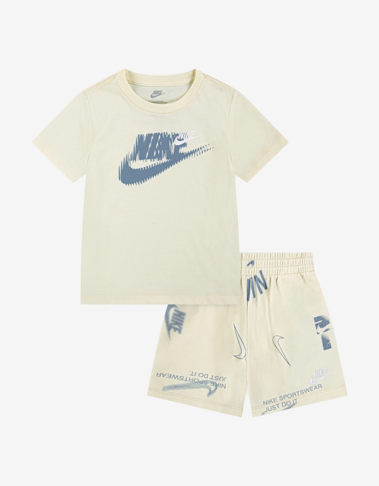 Kids Club Brand Energy Short Set in Ivory