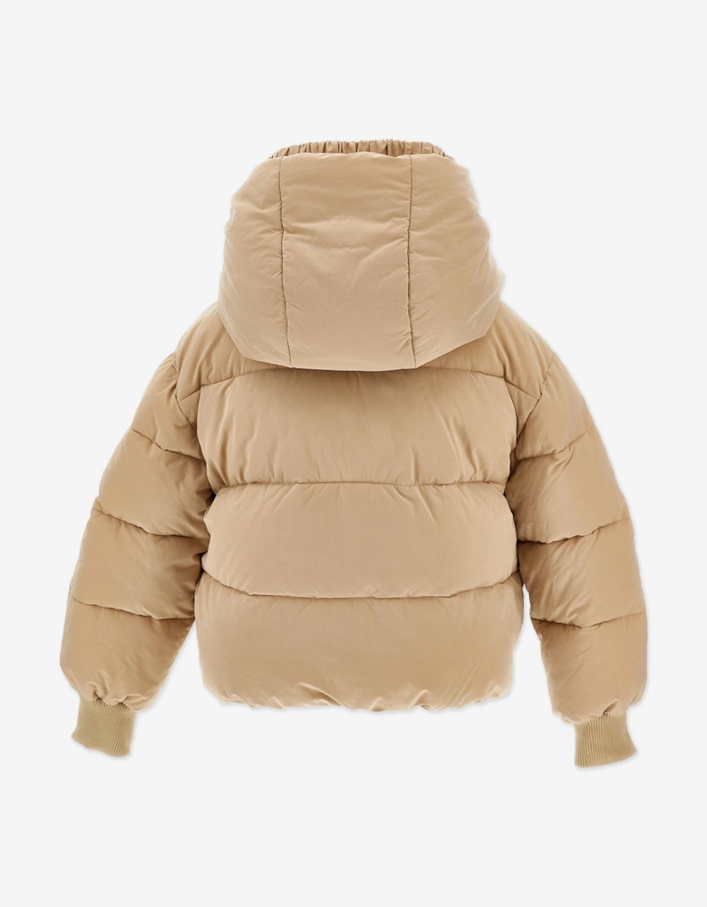 Girls Puffer Bomber Jacket in Beige