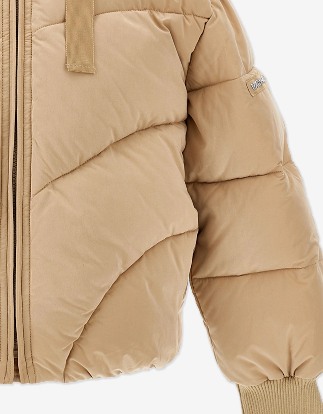 Girls Puffer Bomber Jacket in Beige