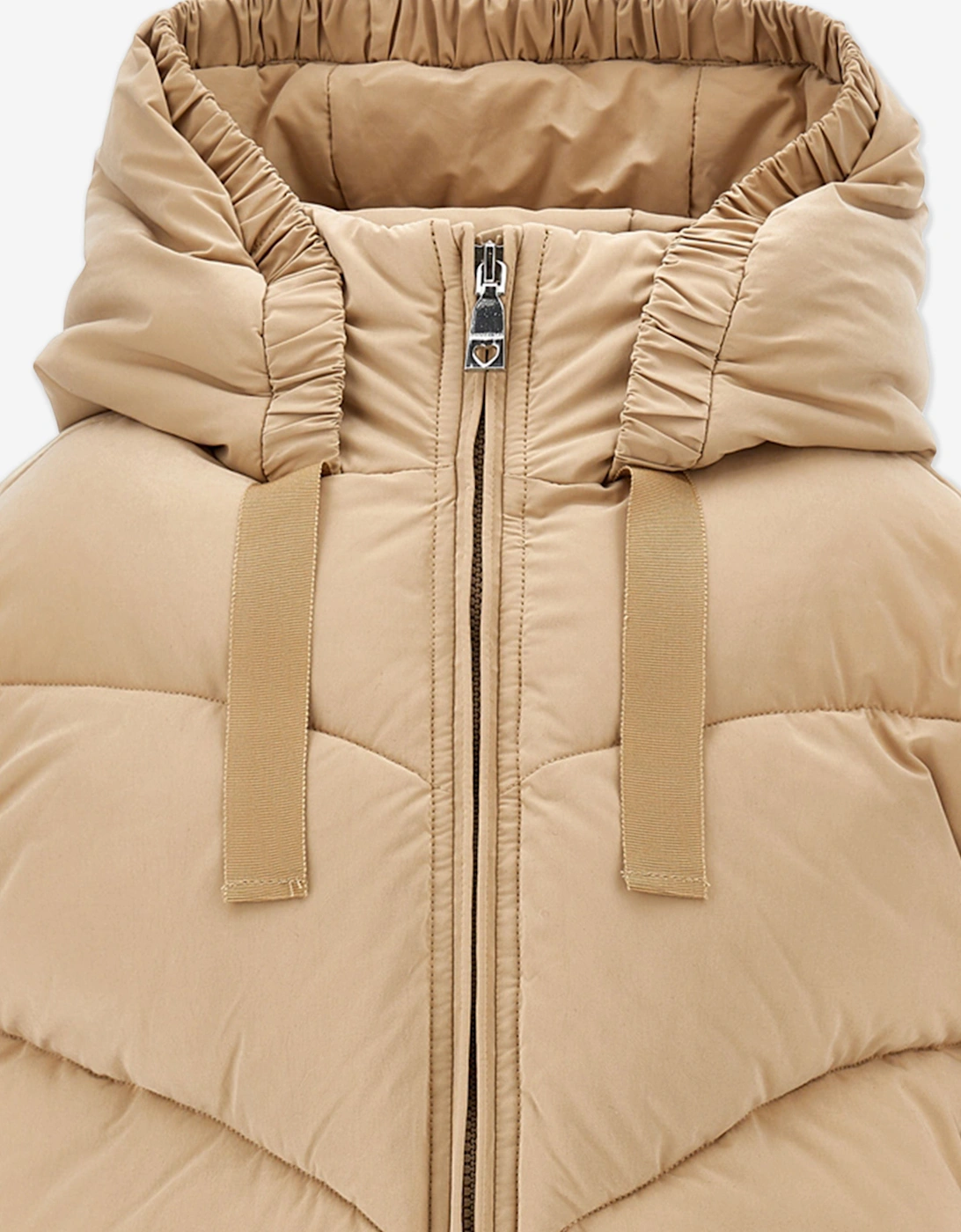 Girls Puffer Bomber Jacket in Beige