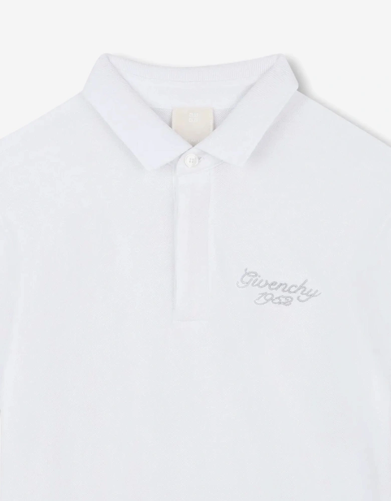Boys Embroidered Logo Polo Shirt in White