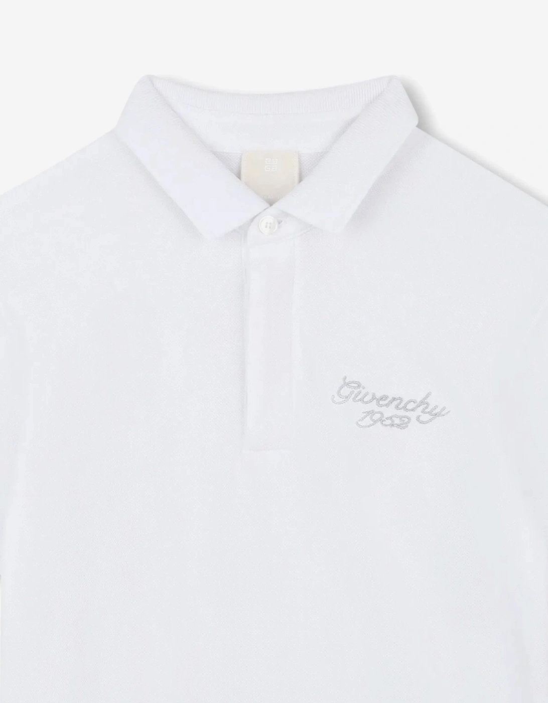 Boys Embroidered Logo Polo Shirt in White