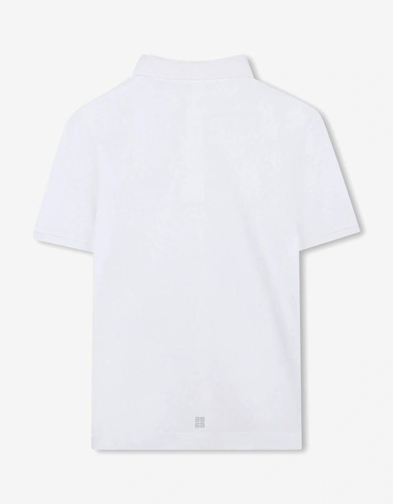 Boys Embroidered Logo Polo Shirt in White