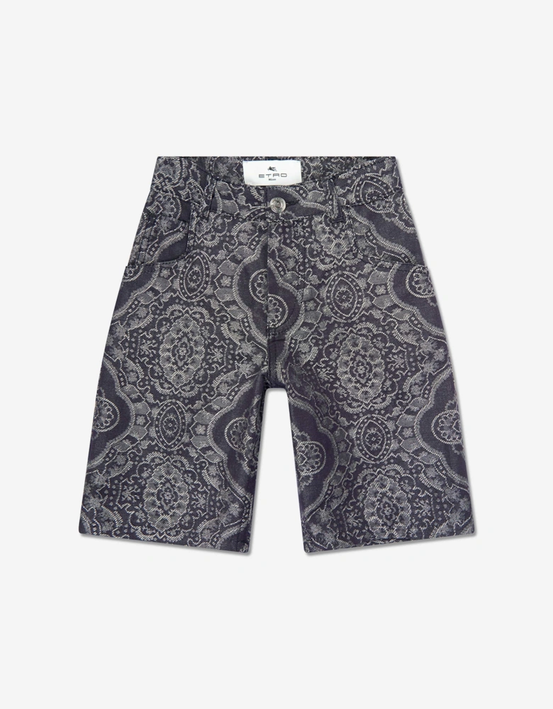 Boys Jacquard Shorts in Navy