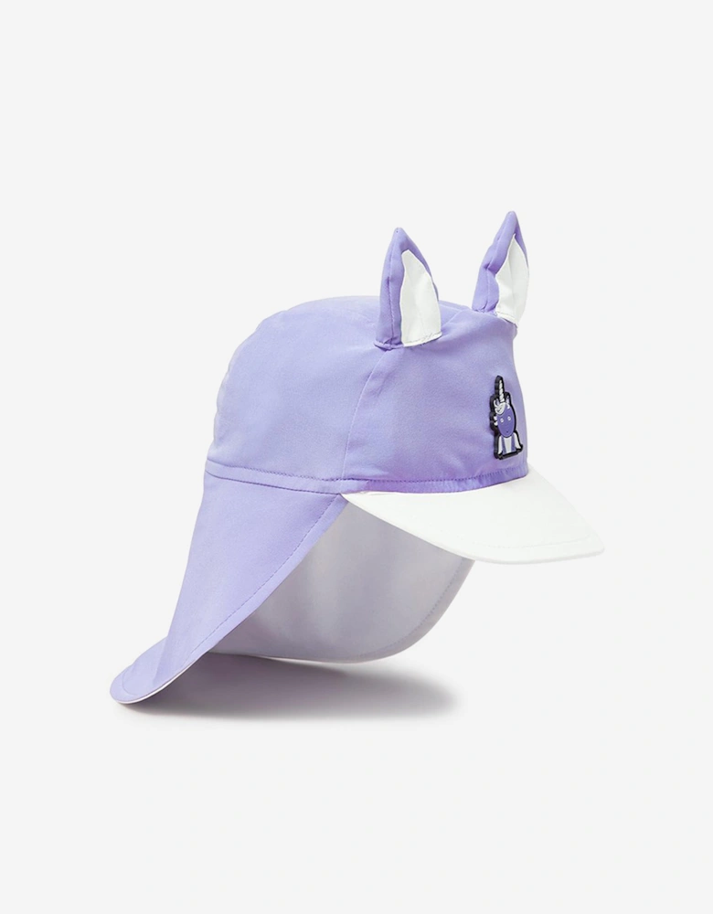 Girls Sparkle The Unicorn Sun Cap in Purple