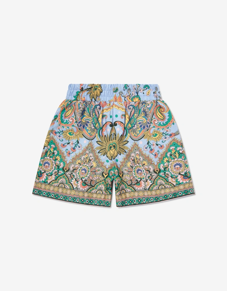 Boys Paisley Print Shorts in Blue