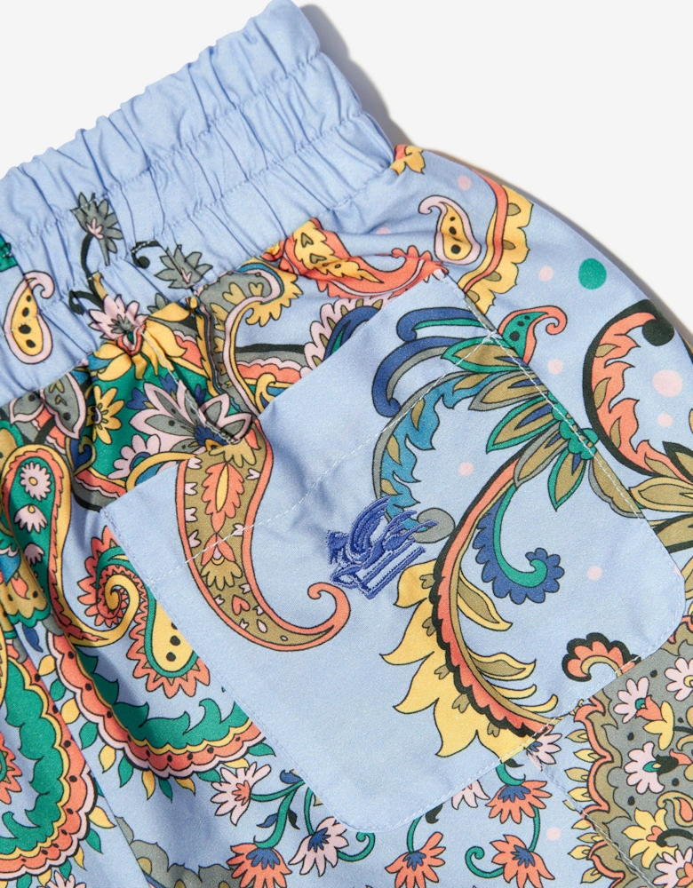 Boys Paisley Print Shorts in Blue
