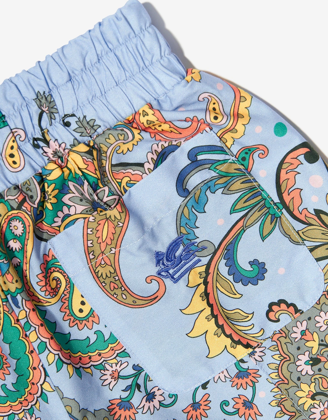 Boys Paisley Print Shorts in Blue