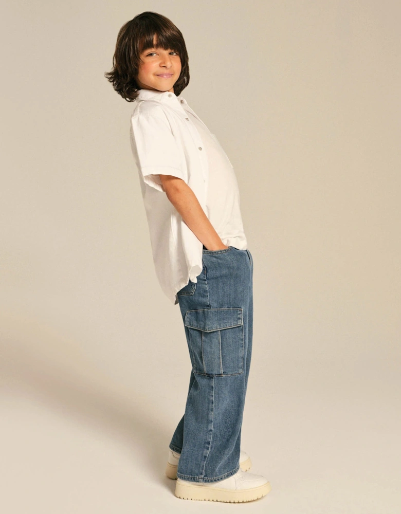 Kids Zeke Wide Leg Jeans in Blue