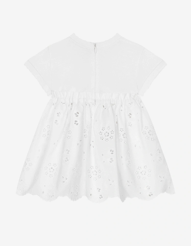 Baby Girls Embroidered Dress With Knickers in White