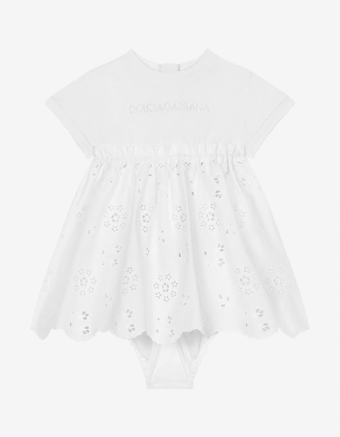 Baby Girls Embroidered Dress With Knickers in White, 4 of 3