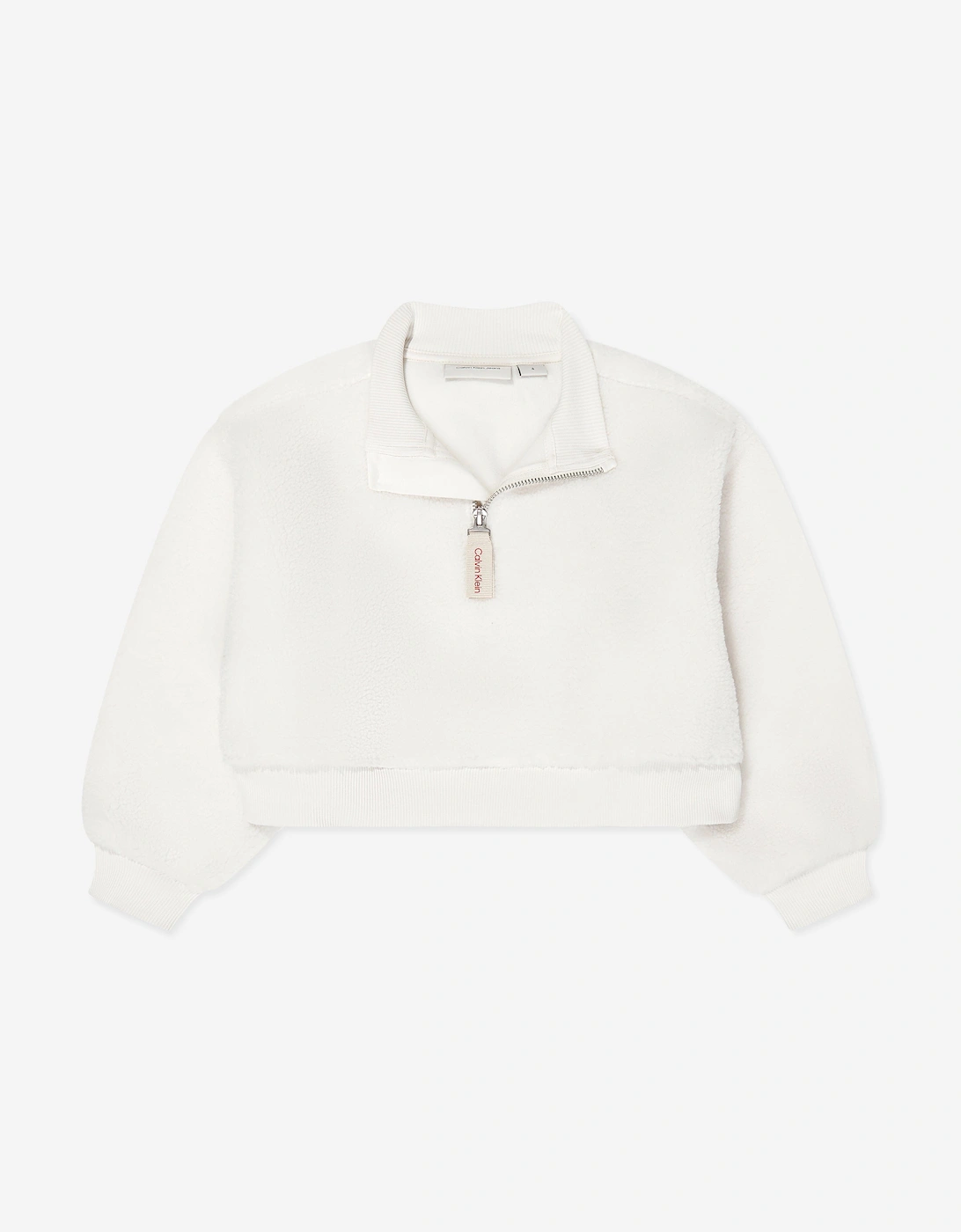 Girls Sherpa Fleece Half Zip Sweatshirt in Ivory, 5 of 4