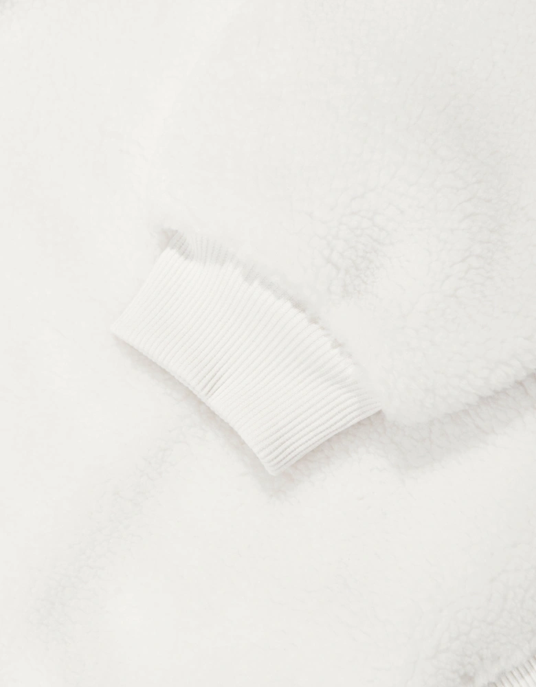 Girls Sherpa Fleece Half Zip Sweatshirt in Ivory