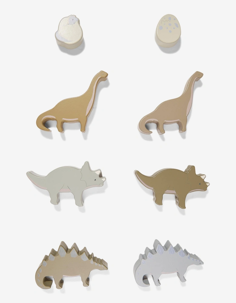 Konges Sløjd Baby Boys Wooden Stackable Dino Blocks in Multicolour