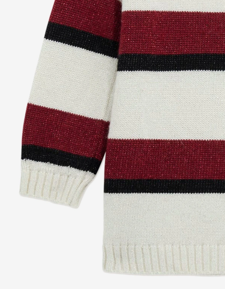 Girls Striped Knitted Dress in Multicolour