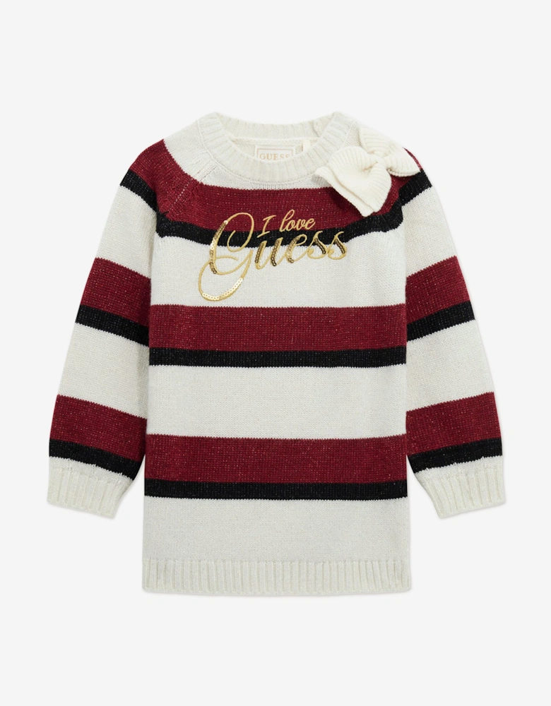 Girls Striped Knitted Dress in Multicolour