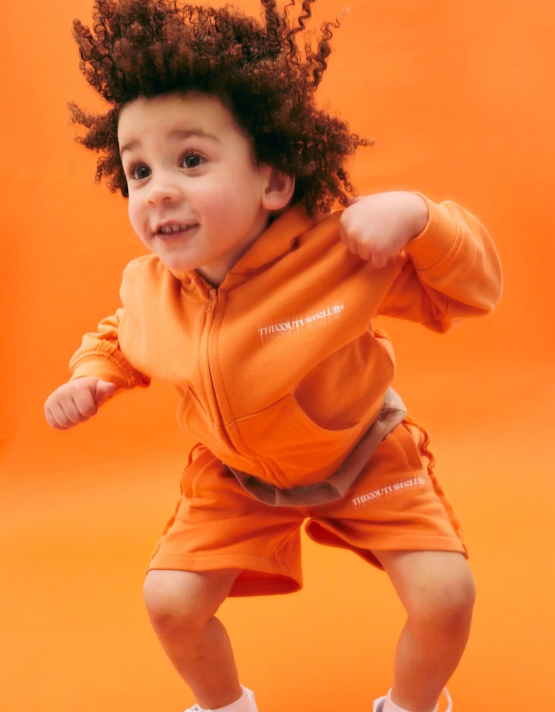 Kids Raw Seam Shorts in Orange
