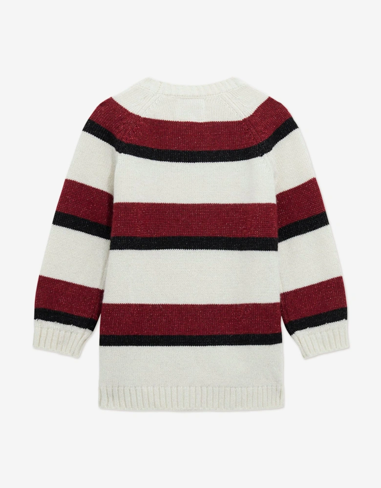 Girls Striped Knitted Dress in Multicolour