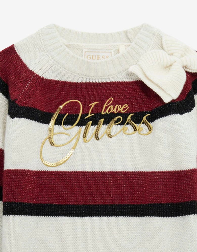 Girls Striped Knitted Dress in Multicolour