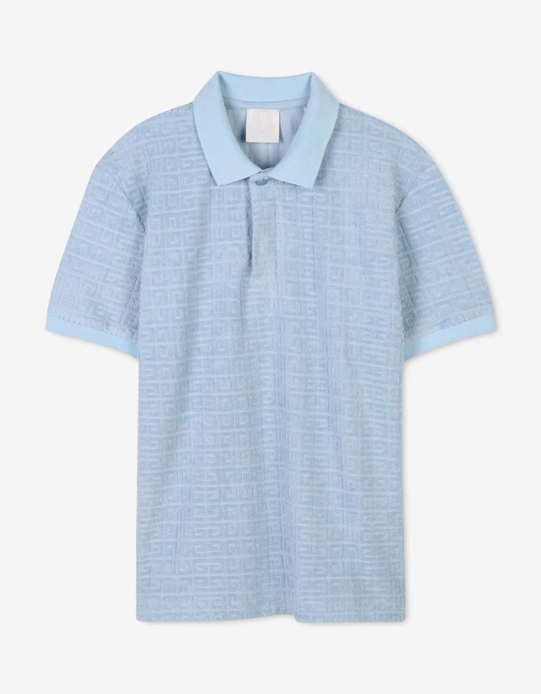 Boys 4G Jacquard Logo Polo Shirt in Blue
