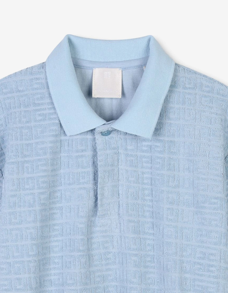 Boys 4G Jacquard Logo Polo Shirt in Blue