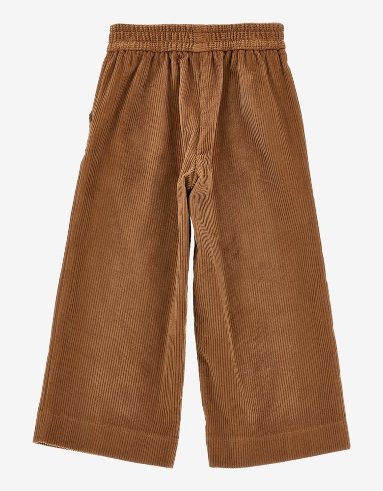 Girls Corduroy Wide Leg Trousers in Brown