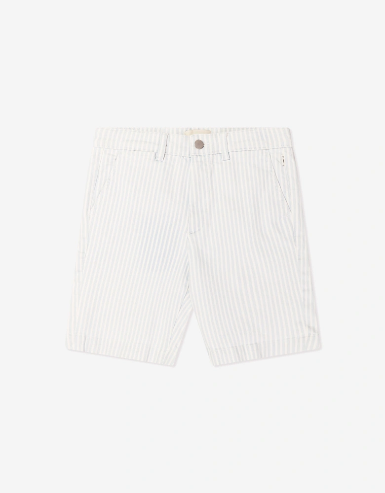 Boys Striped Jacob Chino Shorts in Blue