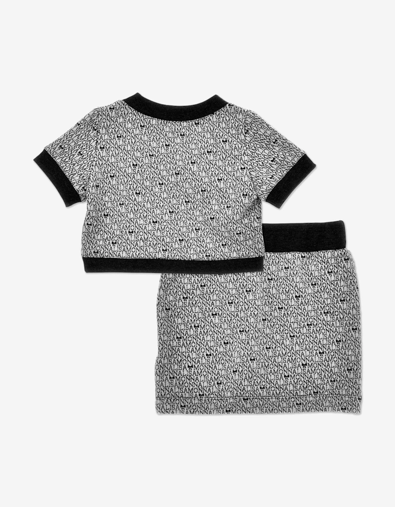 Girls Knitted Skirt Set in Black