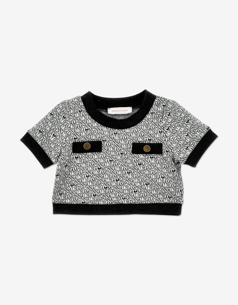 Girls Knitted Skirt Set in Black