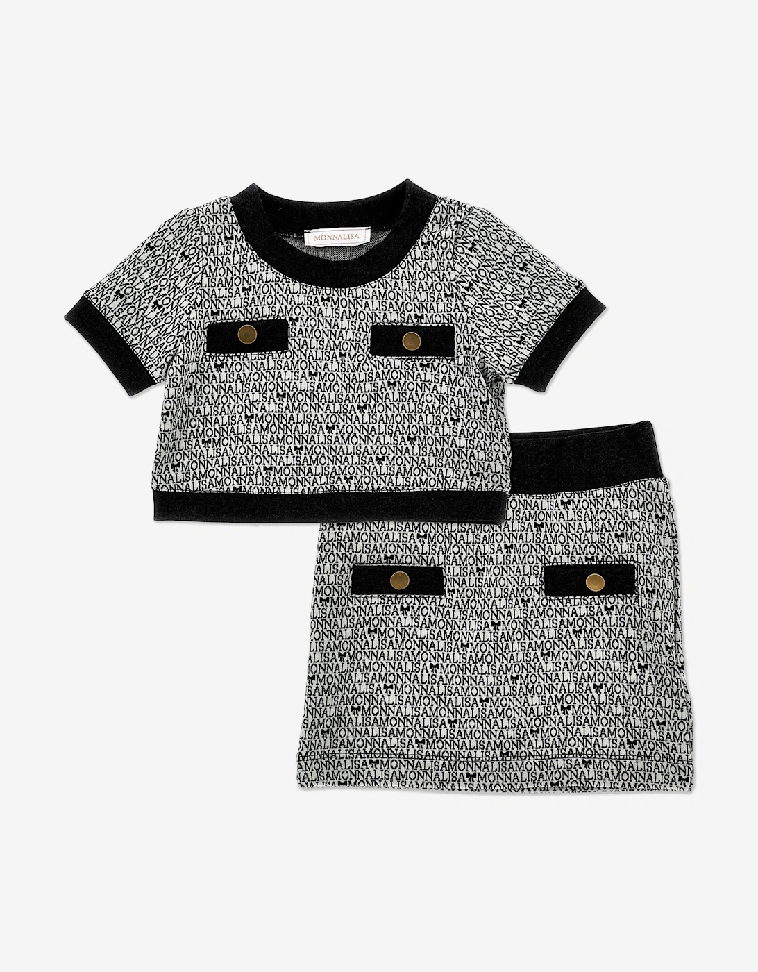 Girl's Monnalisa Girls Knitted Skirt Set in Black - Size: 6 years